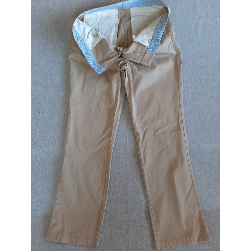L.L.Bean Favorite Fit Women's 12 Spandex Utility Zip-Up Cream Ankle Pants
